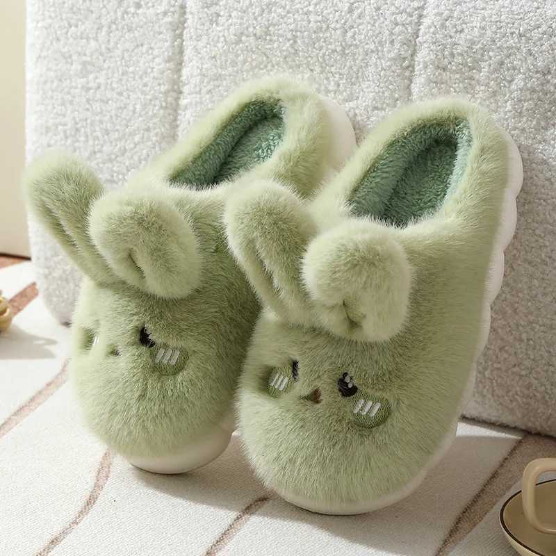 Winter Warm Slippers for Women Cute bow House Non Slip Soft Shoes Comfort Flat Heel Home Indoor Bedroom Plush Slippers S260305