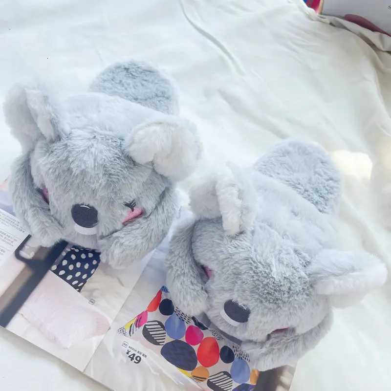 Cute Pink Gray Koala Cartoon Animal Plush Slippers Female Winter Warm Koala Home Woman Slipper S260305