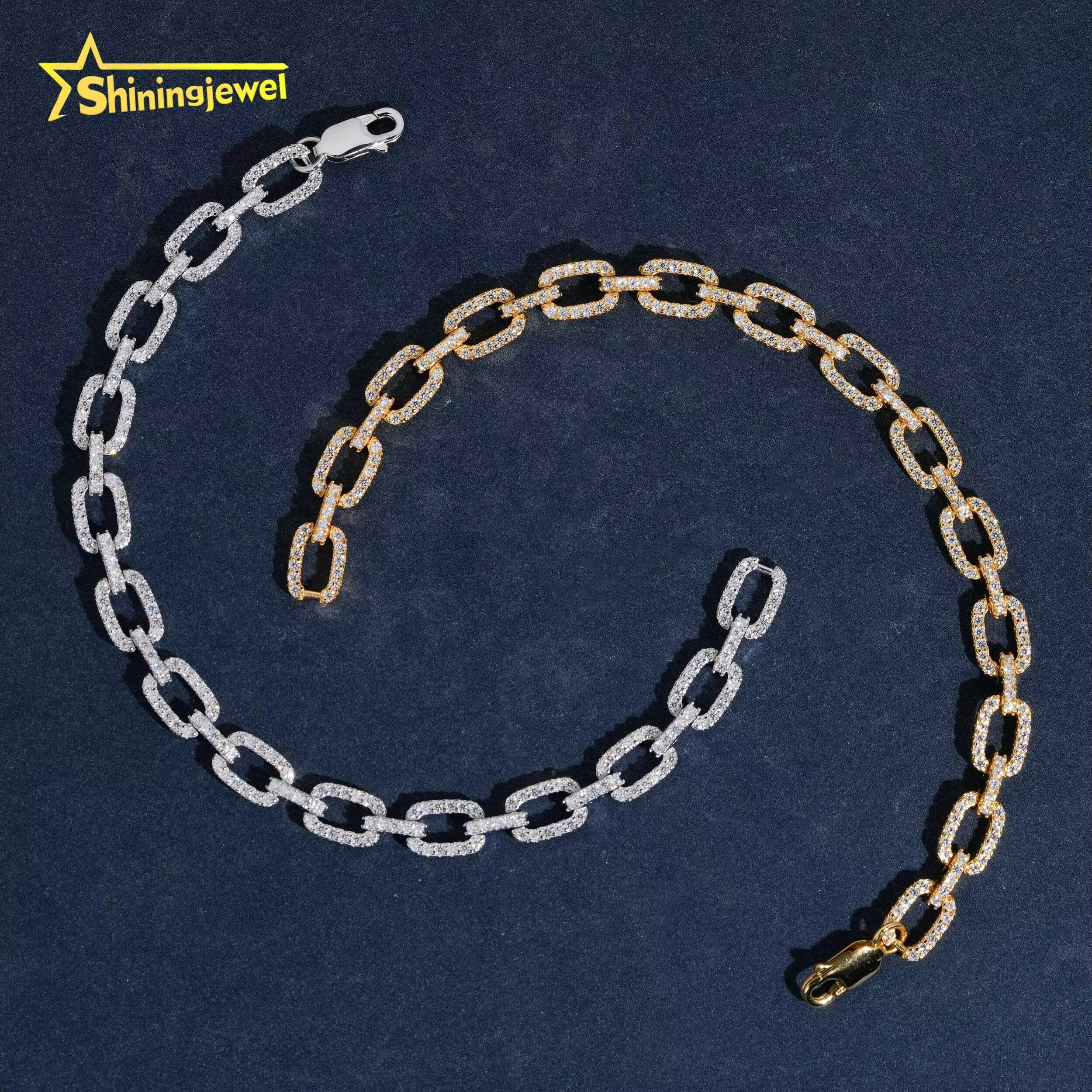 Hot Sale Moissanite Jewelry Sterling 925 Silver 7mm Iced Out Bracelet Link Chain VVS D Moissanite Hip Hop Jewelry Cuban Bracelet