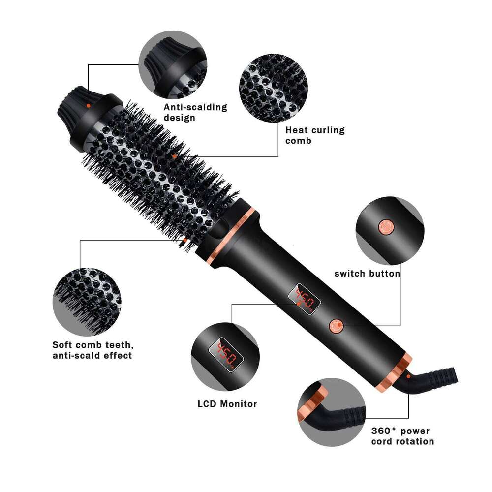 3 In 1 Ionic Curler Straightener Professional Curling Iron Heated Styling Anti-Scald Hair Comb Brush Curl Wand 26Y0306