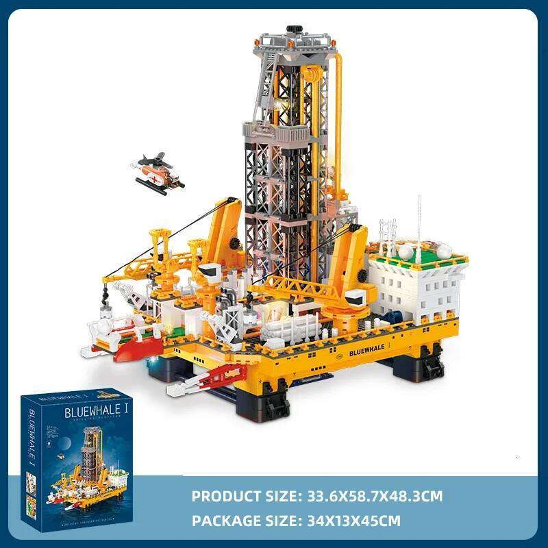 3271PCS Offshore oil wells Building Blocks Drilling Platform Model Light Bricks Desktop Decoration Toys For Kids Holiday Gifts Z260305