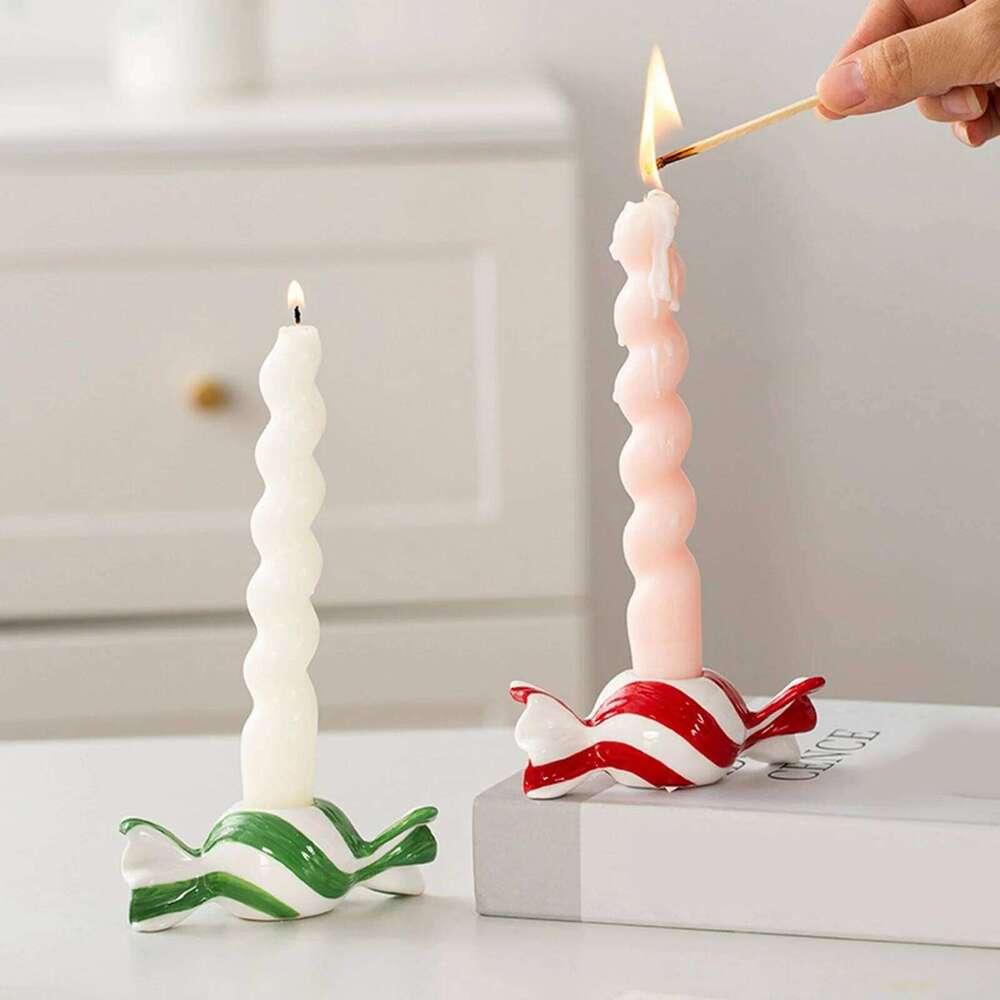 Creative Christmas 2026 New Years Xmas Candy Ceramic Candle Holder Desktop Ornament Home Decor Party Favor Present XJ260305