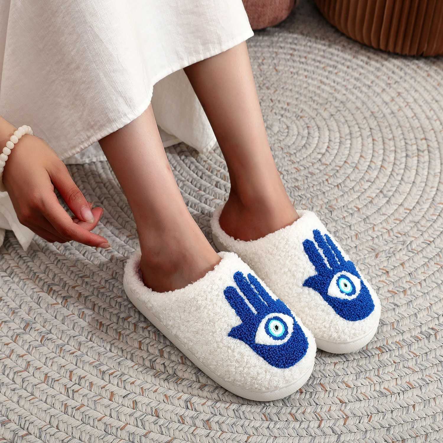 Winter Funny Palm Fur Slippers Home Wear-Resistant Non-Slip Plus Velvet Thick Bottom Cotton Slippers S260305