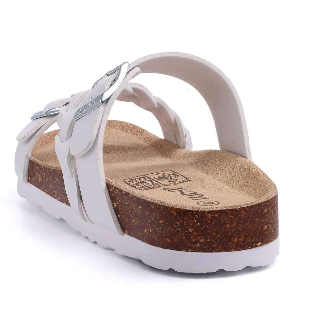 Litfun Fashion New Summer Double Buckle Women's Beach Sandals Cozy Cork Walking Slippers With Arch Support