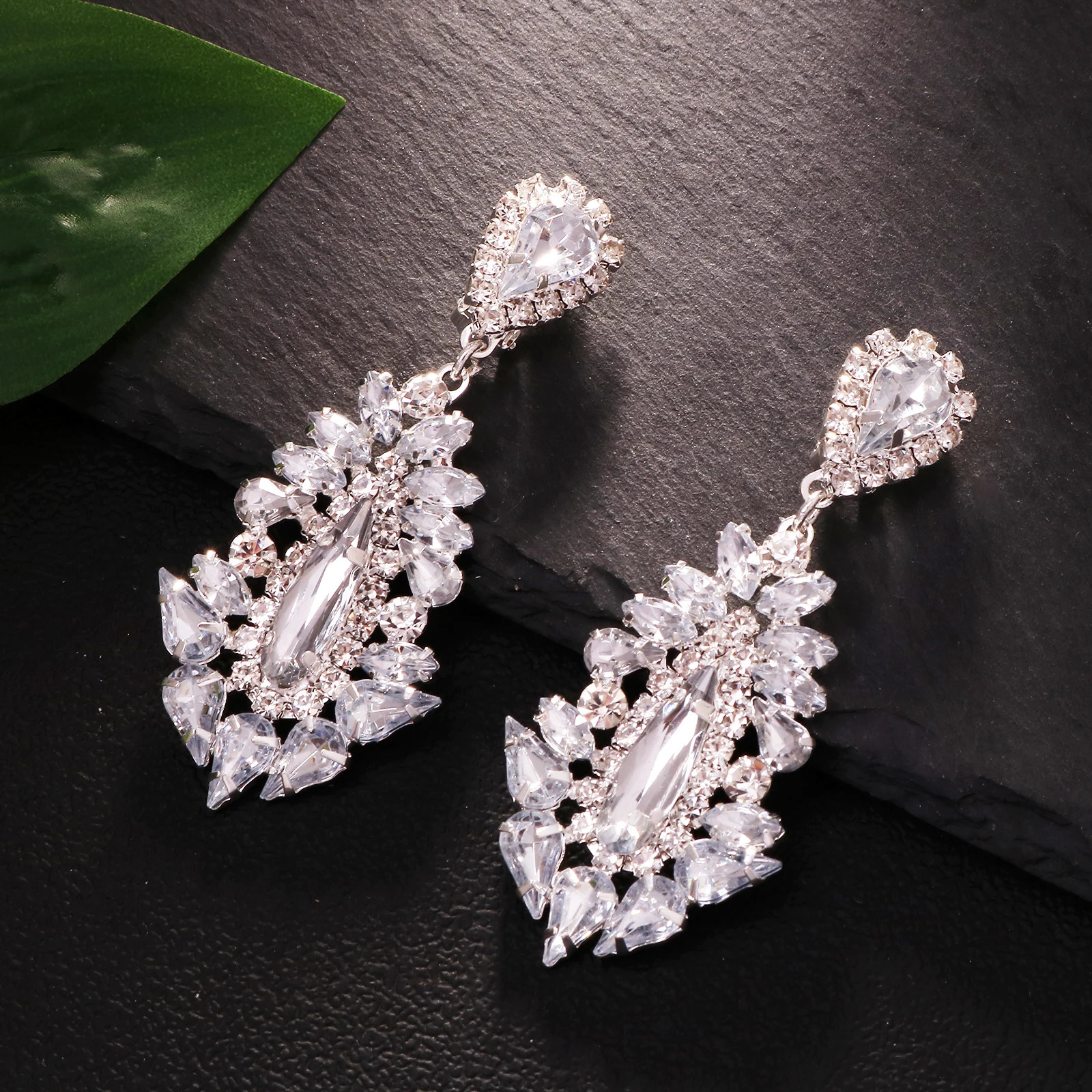 Stonefans Exaggerated Earrings Piercing Hanging for Women Accessories Prom Sparkly Dangle Oversize Wedding Earrings Jewelry 260302
