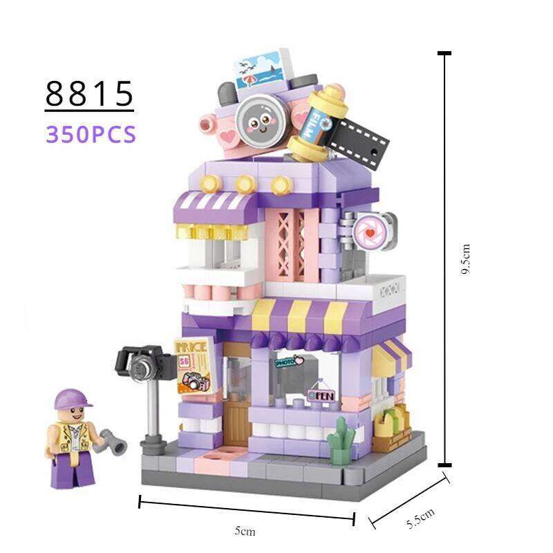 LOZ Blocks FUN Ideas Mini Street Store Toy Small Flower Pisa Shop Brinquedos MOC City House Food Building Bricks Girl Gifts Z260306