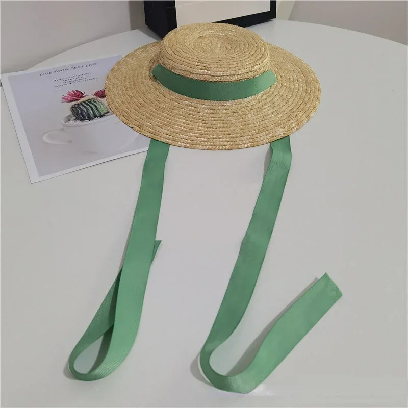 Childrens Ins Straw Hat Color Ribbon Large Brim Sun Hat Niche n Raffia Sun Hat Beach Panama Flat Top Cap 260228