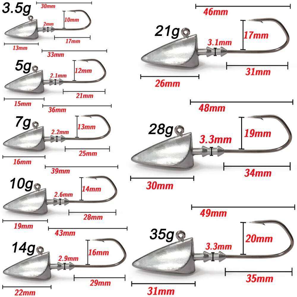 5pcs Metal Jig Head Hook 3.5g 10g 21g 35g Weight Crank Sharp Fishhook Gear Sinker Pesca for Soft Lure Texas Rig Fishing Tackle Y260305