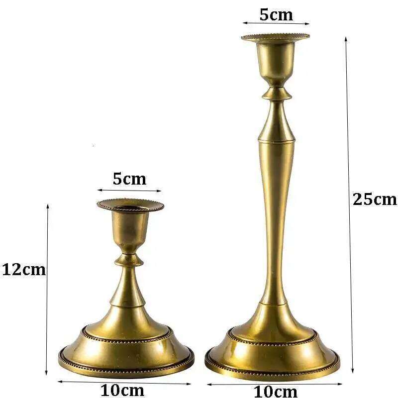 European Bronze Color Stand Stick Candle Holder Home Romantic Dinner Candlestick Wedding Party Table Centerpiece Decor XJ260305