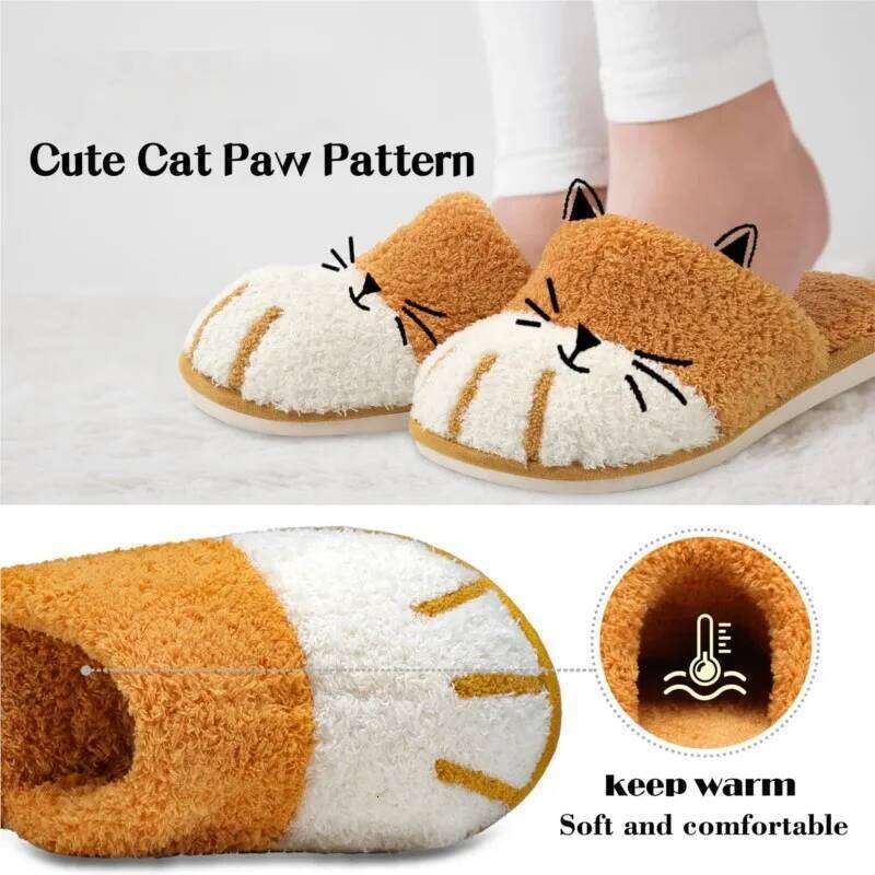 Litfun Winter Fuzzy Women Cute Animal House Warm Fur Couples Bedroom Non-Slip Indoor Fluffy Slippers