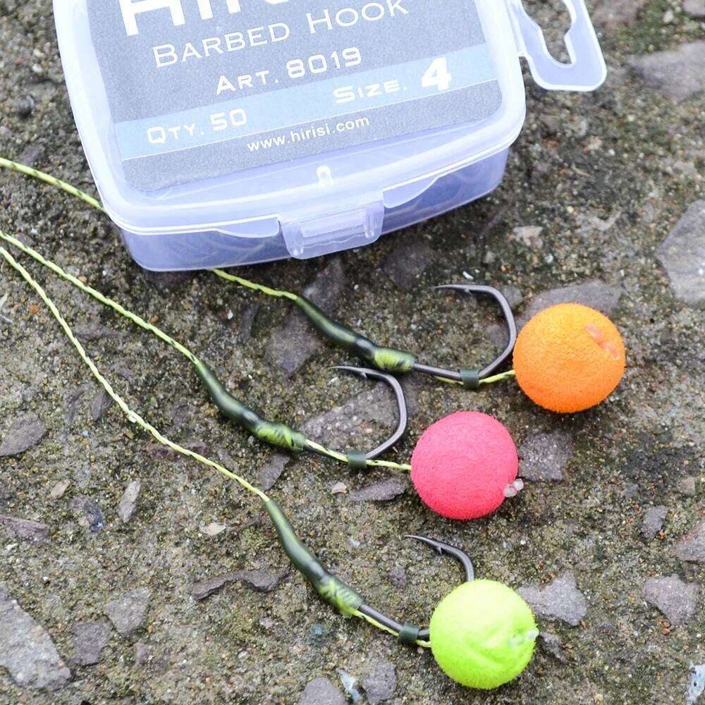 Hirisi 100pcs Eyed Barbed Hooks Pinpoint Claw PTFE Coated High Carbon Steel Durable Fishing Supplies New 8019 S260305