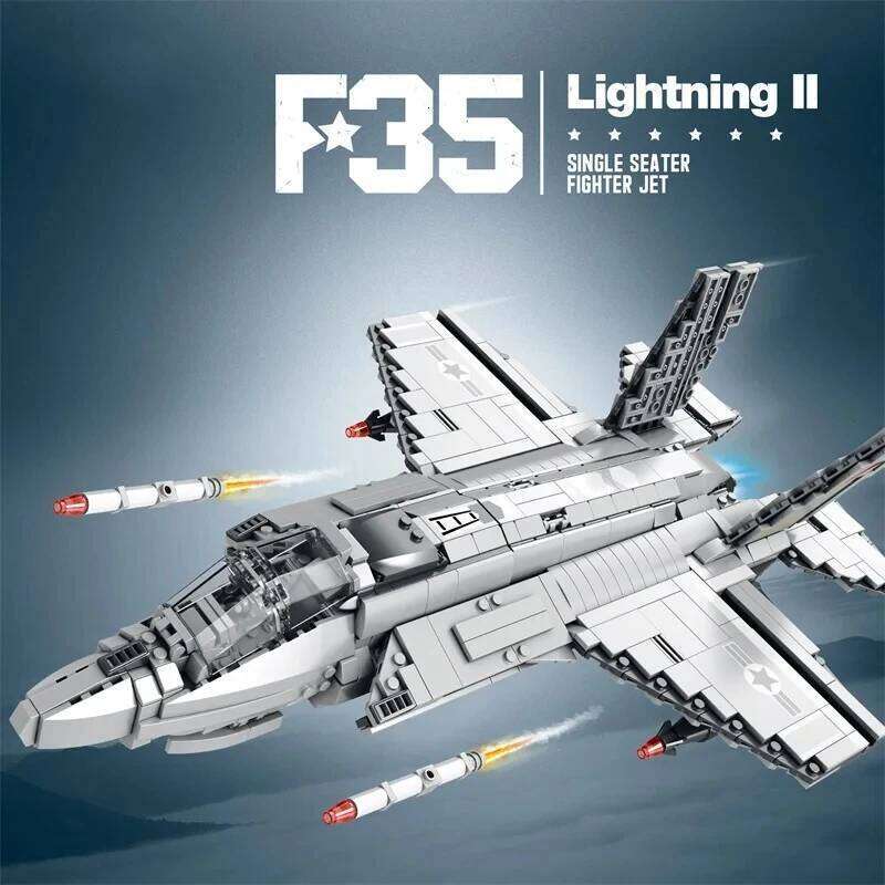 1600PCS F-35 Lightning II Fighter Jet Building Blocks Bomber Shipboard Aircraft Model Bricks Desktop Decoration Kids Toy Gifts Z260305