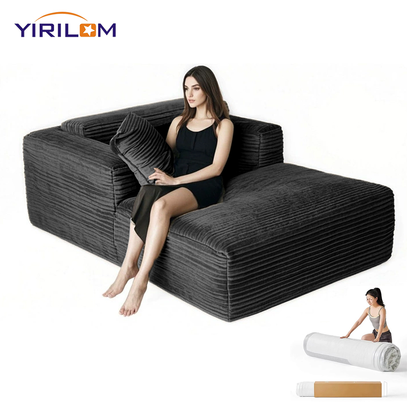 Modular Compact Sleepover Sofa w/Memory Cushions Foldable Design Ideal for Space-Conscious Homes & Dorms