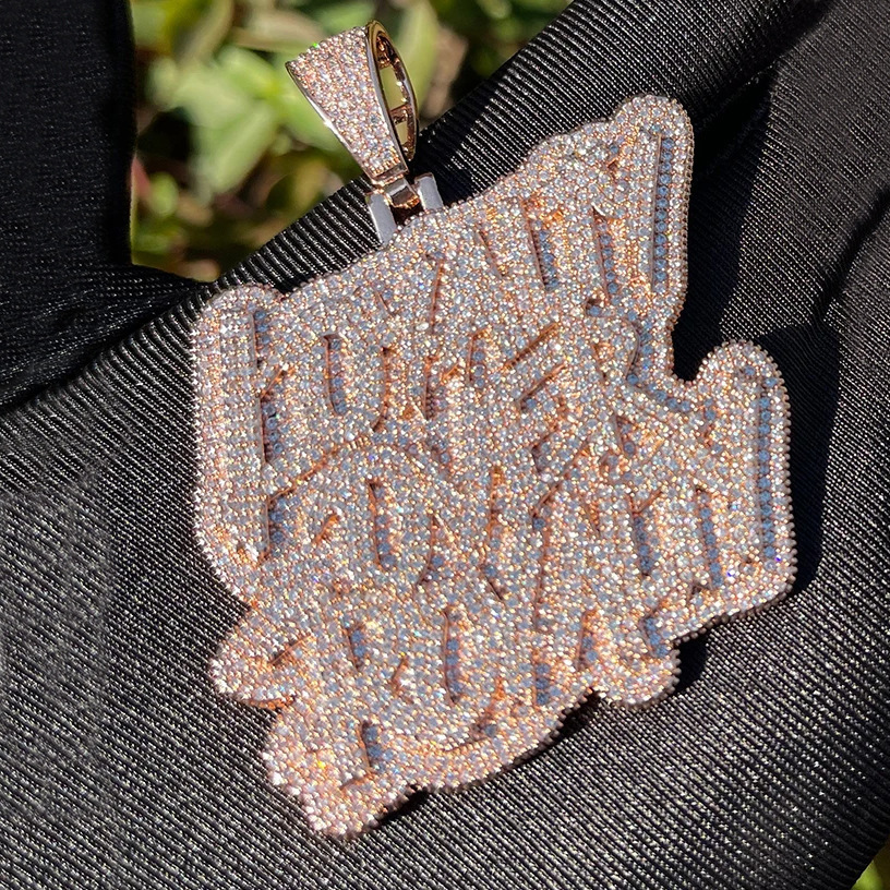 Luxury Custom Moissanite Pendant Letter Men Hiphop 925 Silver Iced Out VVS Moissanite Pendant