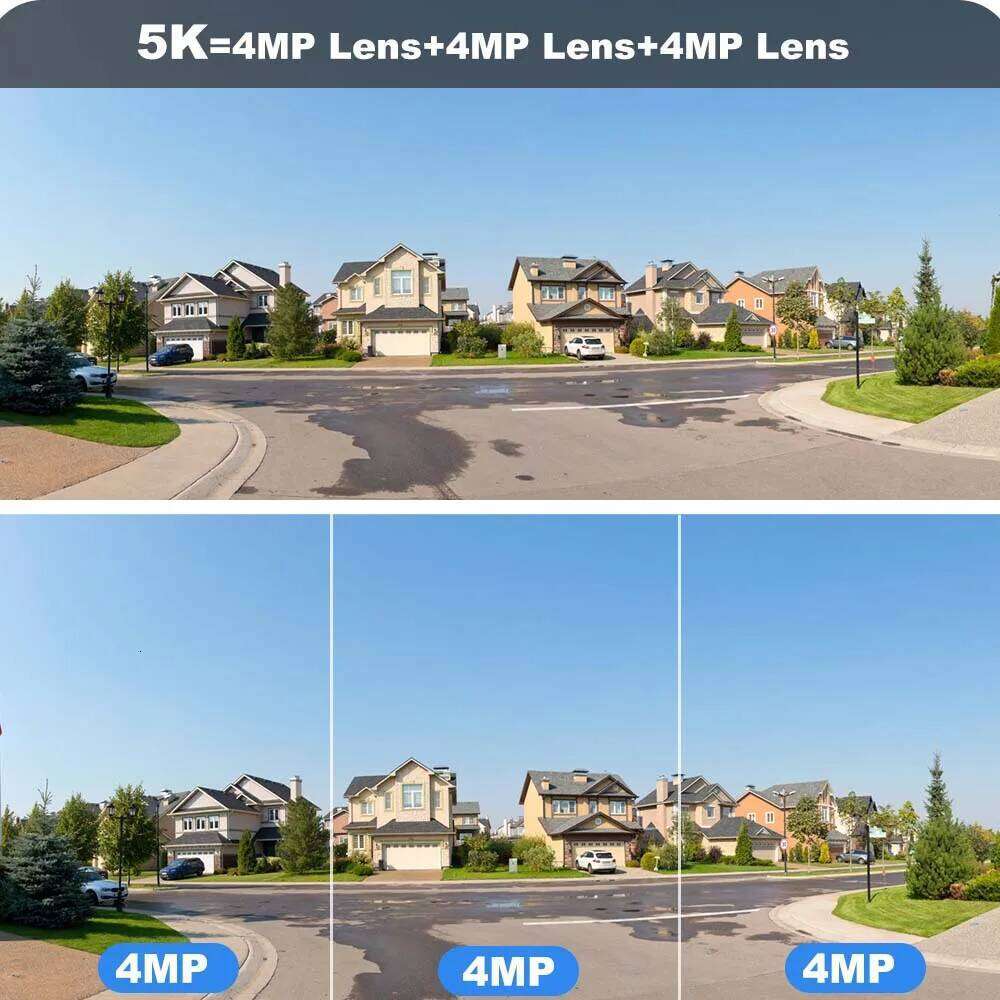 5K 12MP WiFi IP Camera Three-Lens Home Security Protection 10X Zoom Surveillance Motion Detection Smart CCTV Video Cam 26W0306