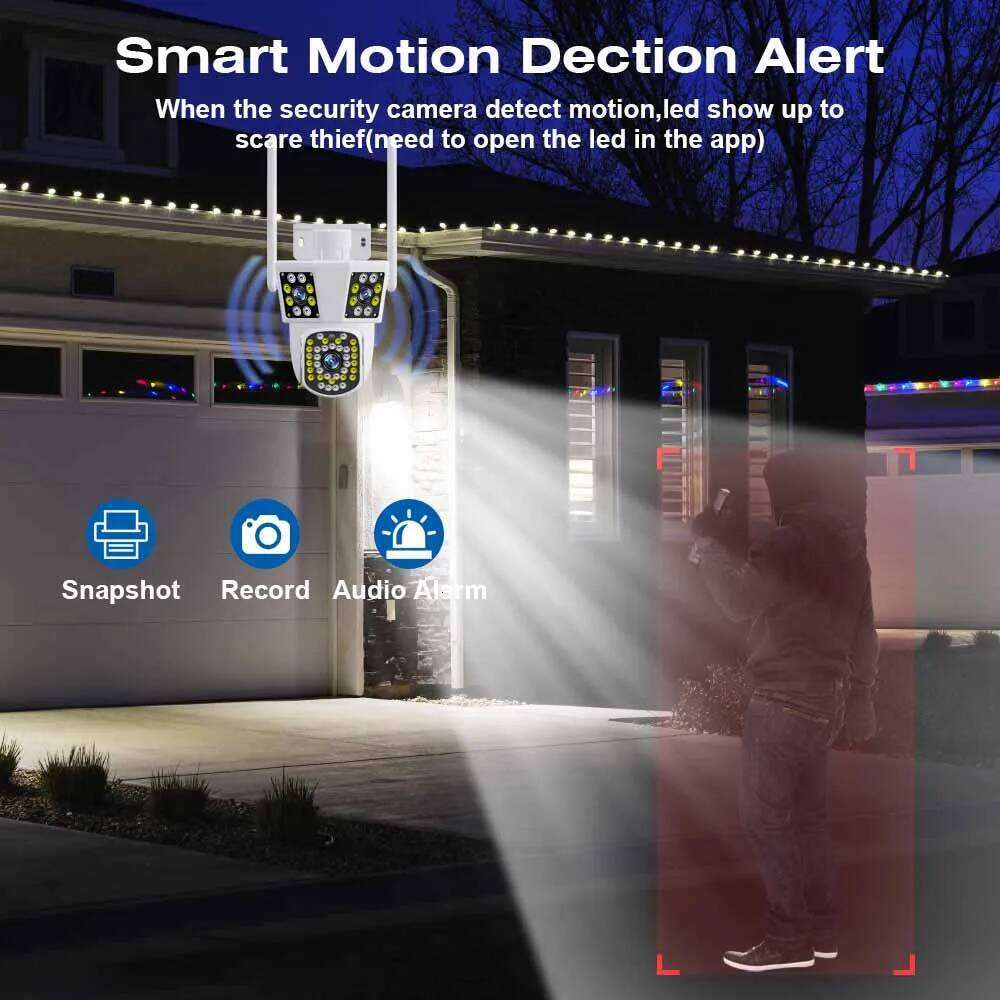 WIFI IP 6K 12MP HD Three Lens PTZ Outdoor Motion Detection Security Camera Waterproof Surveillance 26W0306