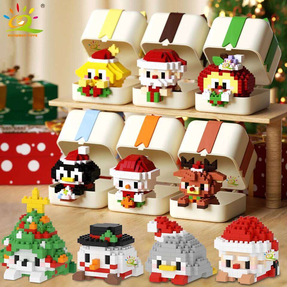 HUIQIBAO MOC Christmas Model Elk Deer Santa Claus Building Block City Snow House Xmas Tree Bricks Set Toy for Children Kids Gift Z260306