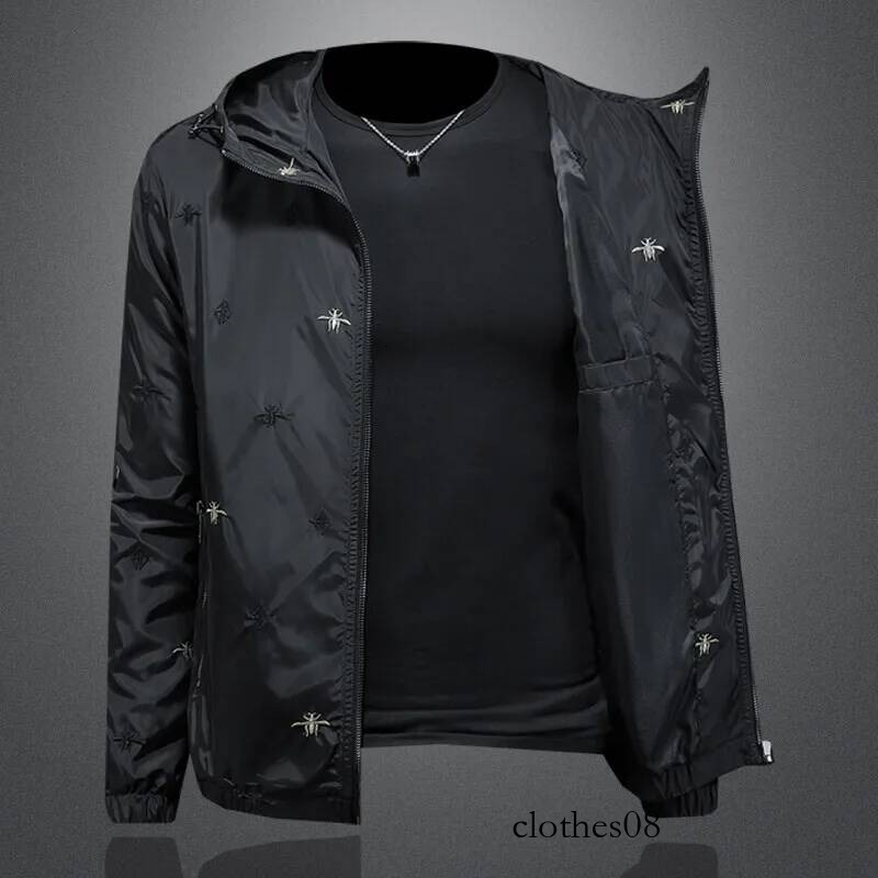 Men's Embroidered Jaet Hooded Thin Faion Urban Sle Polyester Long Sve Zipper Closure Casual Wear Spring New Arrivals