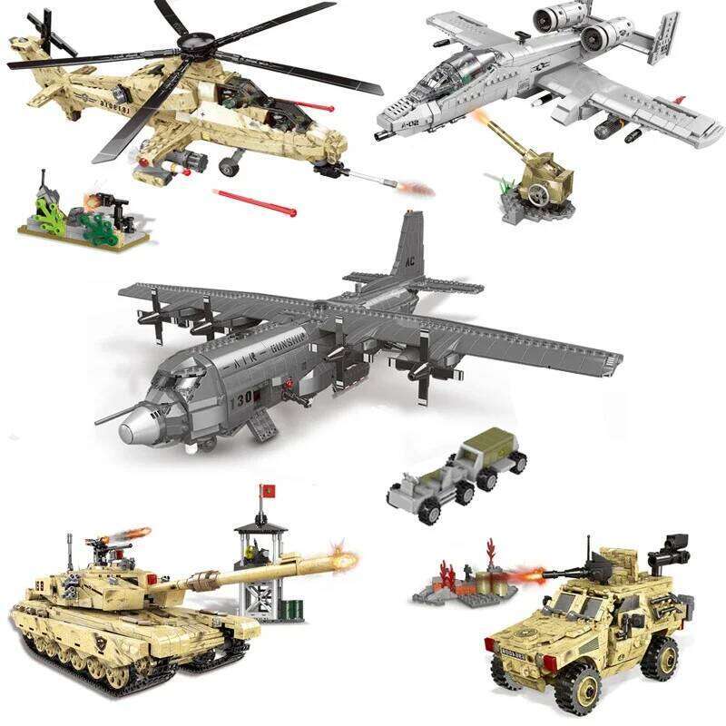 Military Main Battle Tank Fighter Building Blocks WW2 Army Trucks Soldier Figures Bricks Education Toys for Childrens Boy Gifts Z260306