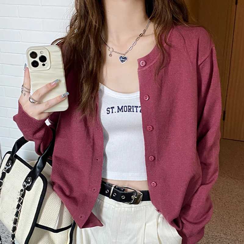 Long Sleeve Cardigan Warm Sweaters Autumn Winter Fashion Women Clothes O Neck All-match Ladies Solid Knitwear Tops M260306