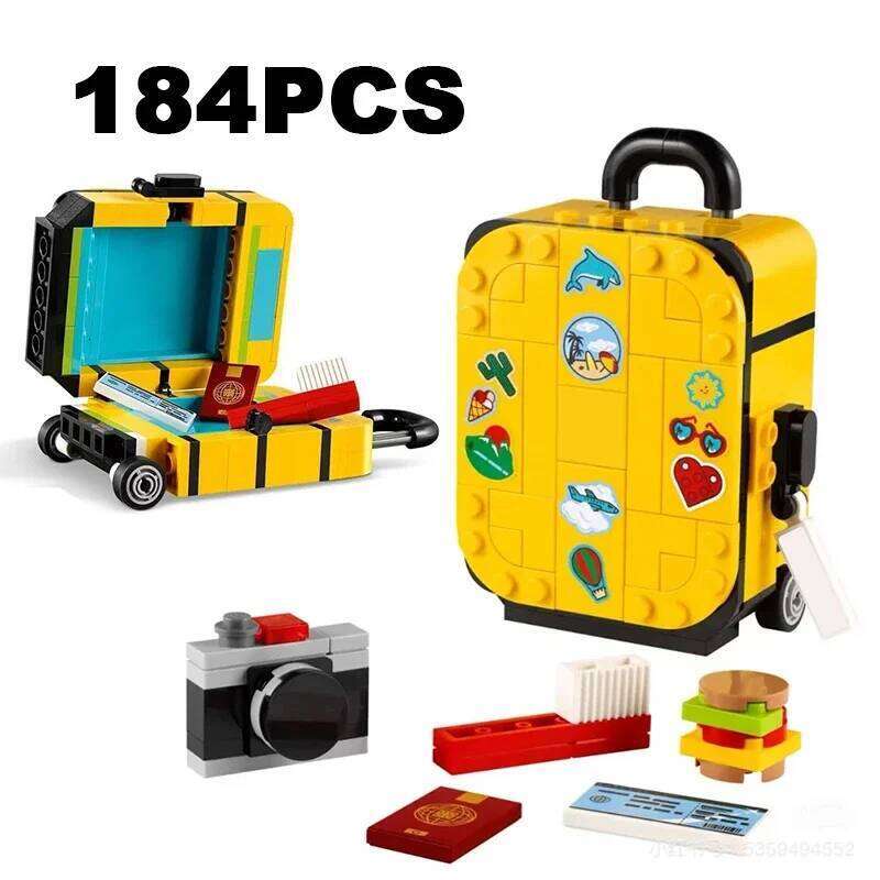184PCS Creative Yellow Travel Suitcase Building Blocks Assemble Bricks Educational Toy Gift For Children Kids Z260305