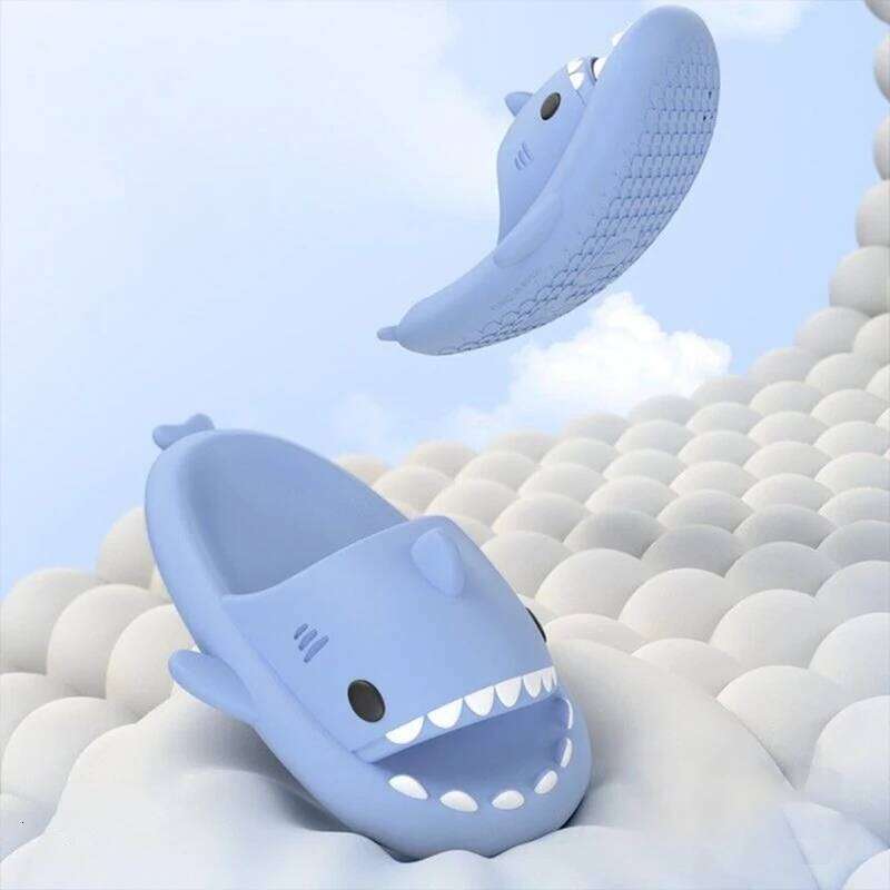 Litfun Cute Slippers For Men Women Outdoor Thick Sole Beach Sandals Summer New Cartoon Flip Flops Soft House Shark Slides