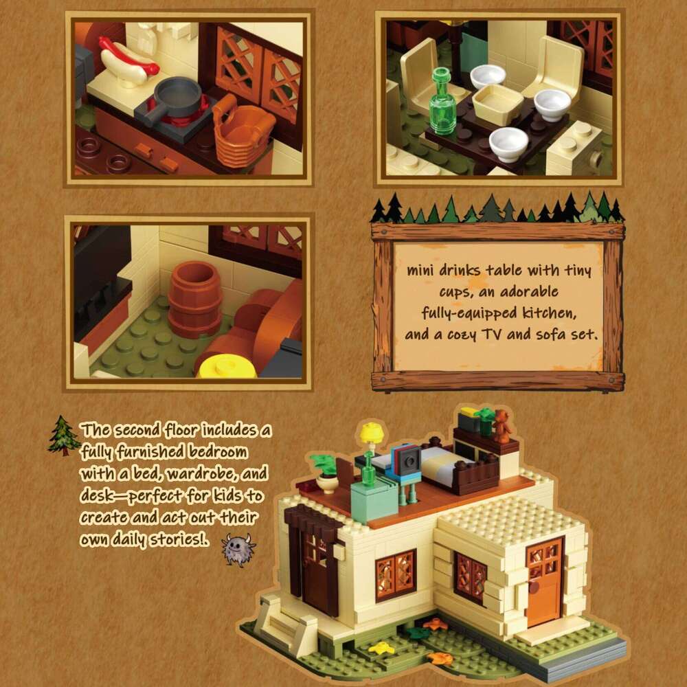 1108PCS Mystery Building Blocks Classic Cartoon Forest House Model Ornament Children's Educational DIY Toy Holiday Gifts Z260305