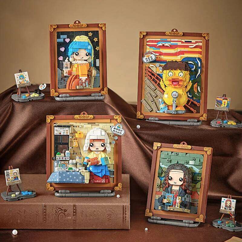 Classic Oil Building Block Set DIY Decoration Hanging Painting Small Particle Assembled Ornaments Children's Toys Gifts Z260306