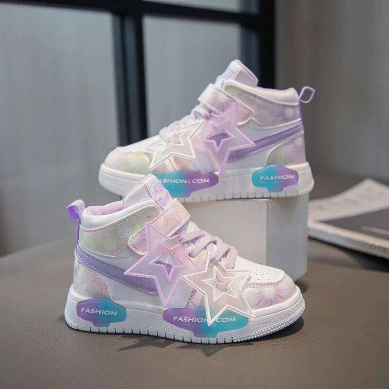 Girls Sneakers Children's Casual Sneaker Fashion Candy Color Kids Sports for Girl High Top Tennis Skate Shoes Toddlers 26Y0304