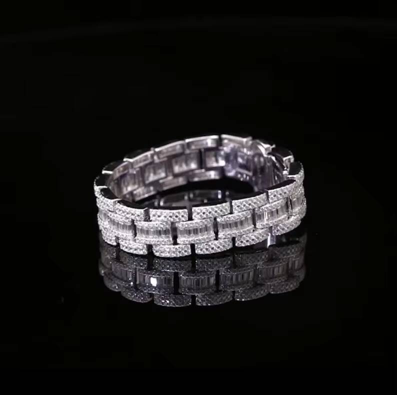 Mens Fashion Stainless Steel Hip Hop Style Charm Bracelet Custom Jewelry Diamond Moissanite Iced Cuban Bracelet Sterling Silver
