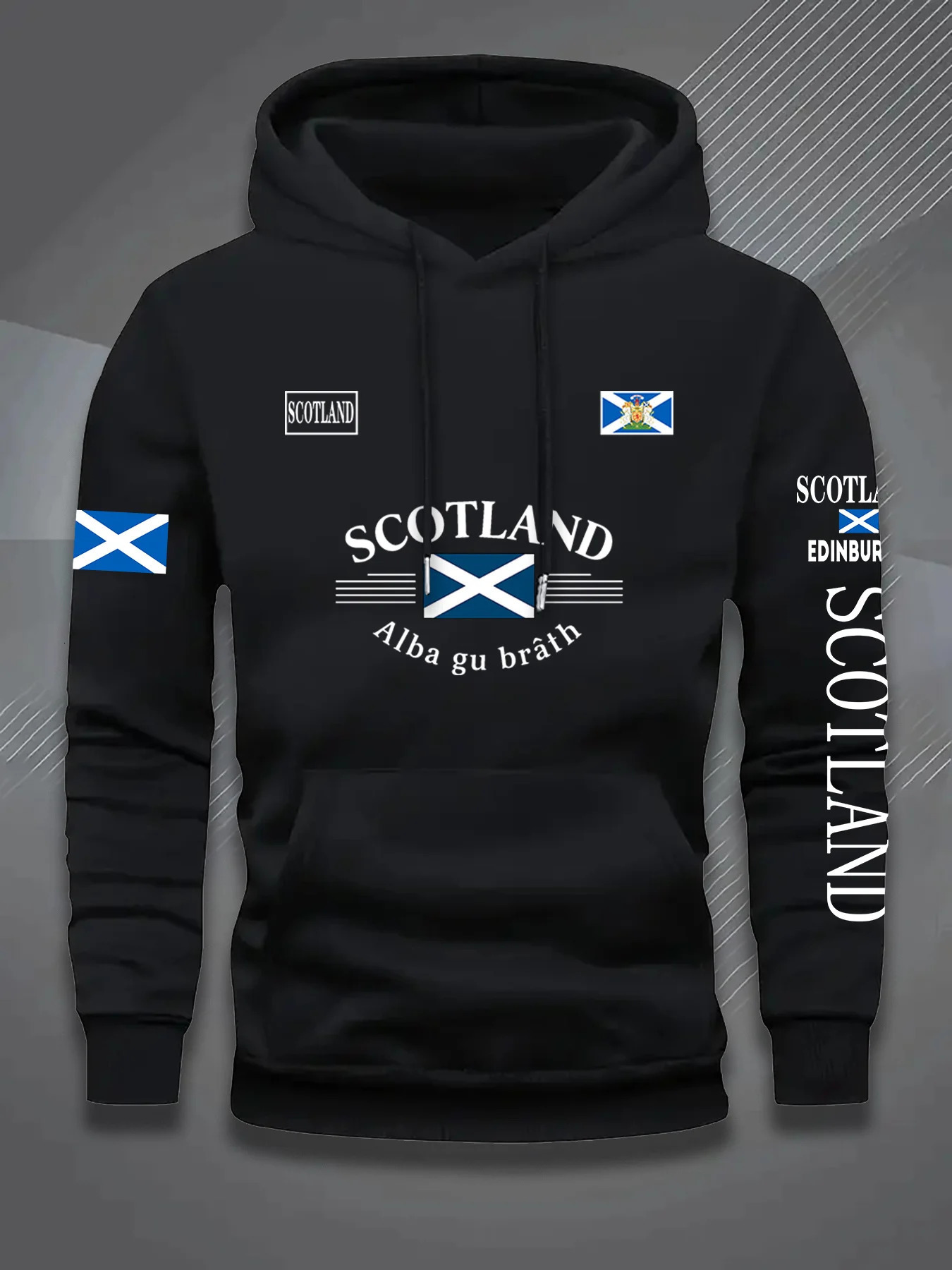 Scotland print Autumn winter models Mens Fleece windproof Warm Cotton Oversized Hoodie Outdoor Commuter Mens High Elastic top 260228