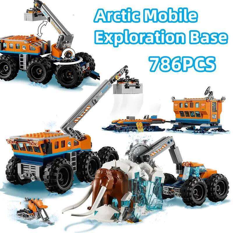 Compatible with City series building blocks Arctic mobile exploration base crane car MOC toys children's Christmas gifts Z260306