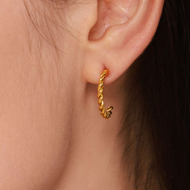 Women's Vintage Earrings: New Style C-shaped Twited Earring, In-tyle Simple Deign, Stainless Steel Plated With 18k Gold, Daily Minimalist Jewelry