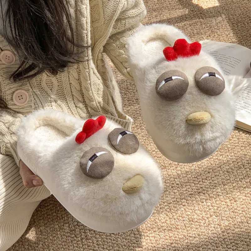 Funny Chicken Cotton Shoes Winter Shoes for Home Wear Plush Warm Slippers Plush with A Sense of Shit S260305