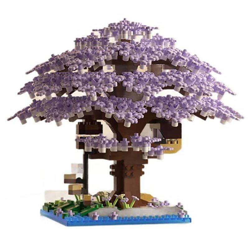 Pink cherry tree house micro-particle building block classic model girl series difficult assembly toys Z260305