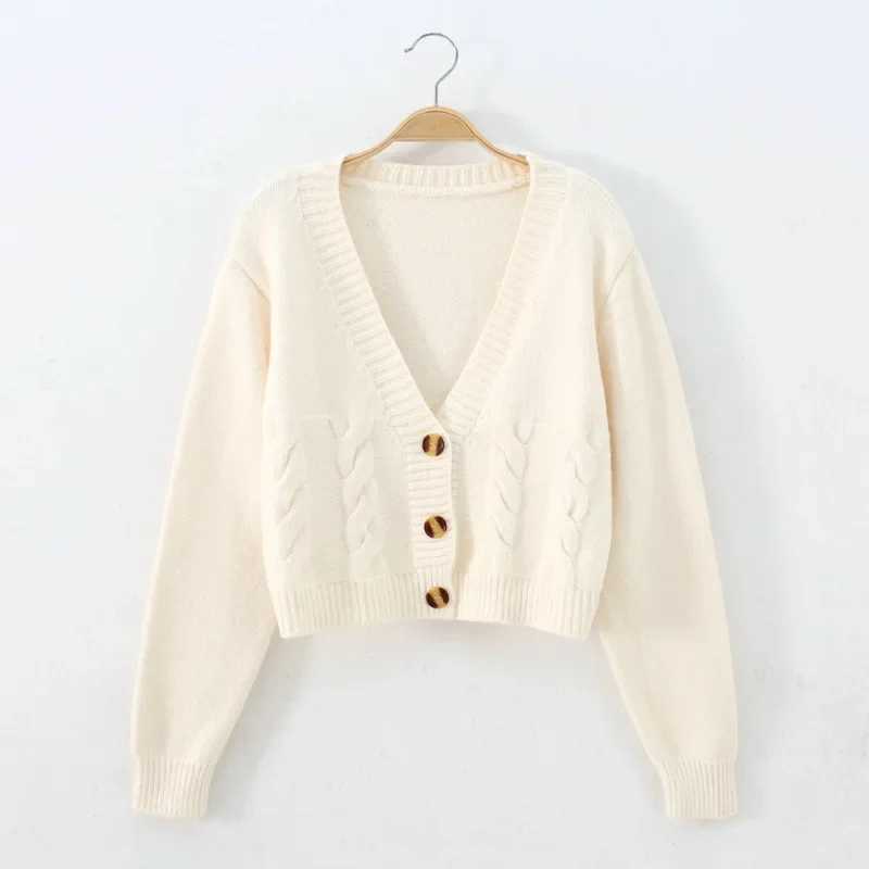 Short style high-waisted slim plastic sweater women spring new single-breasted knitted cardigan twist small jacket M260306