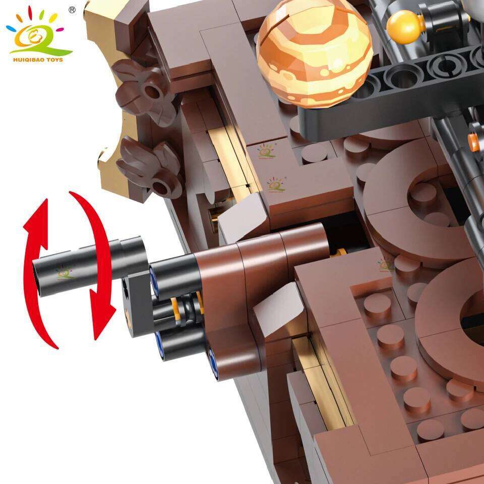 HUIQIBAO MOC Space Solar system orbit planet Model small Building Block Aerospace Ornament Brick Toy For Children Desk Decor. Z260306