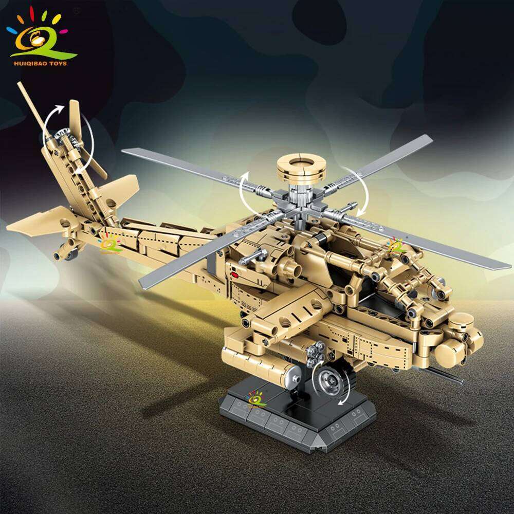 HUIQIBAO WW2 Military Helicopter Army Building Blocks Set for Children Airplane Weapon Toy City Bricks Gift home Decor. Z260306