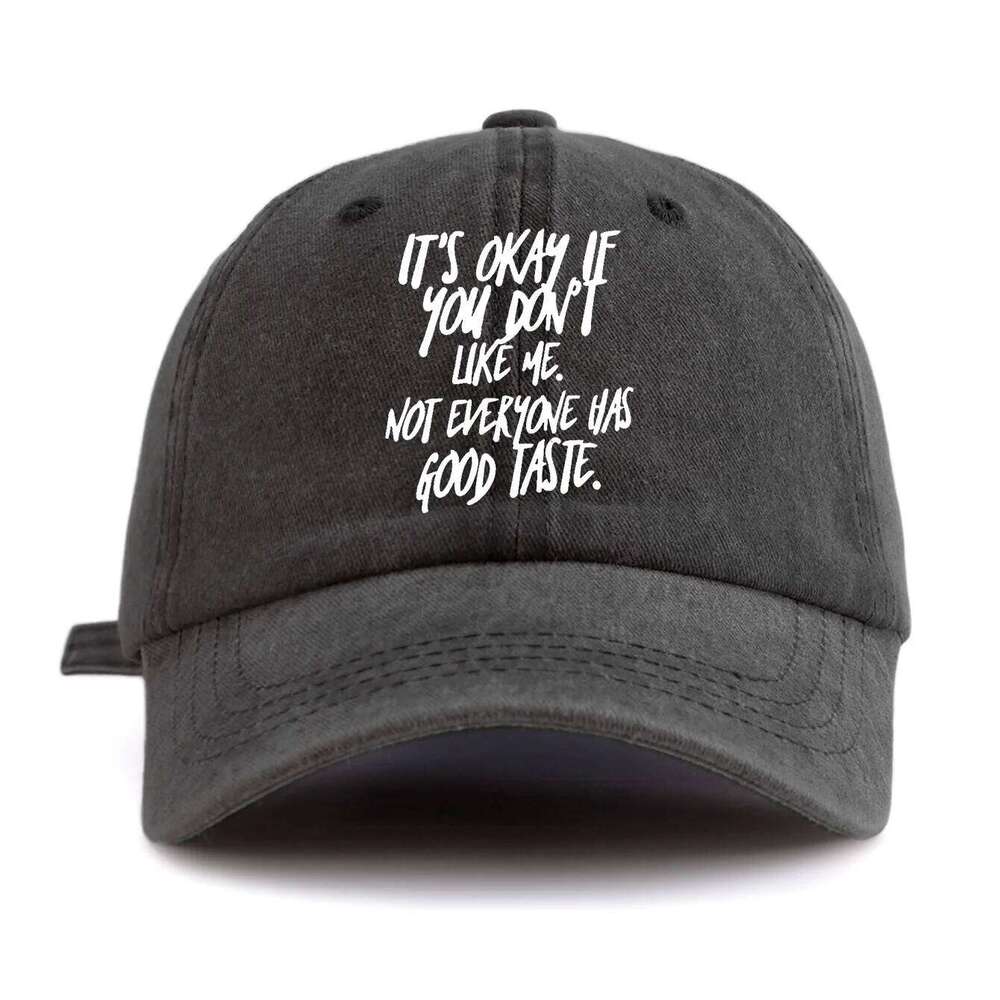 1pc IT'S OK Print Washed Baseball Cap for Adults, Minimalist Retro Style Casual Soft Adjustable Dad Hat, Perfect As Gift Y260304