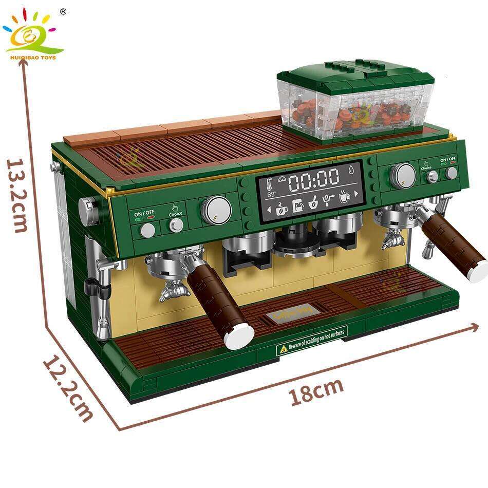 HUIQIBAO 928PCS MOC Coffee Machine Model Micro Building Blocks Mini Diamond City Friend Bricks Set Children Toys Kids Girl Game Z260306