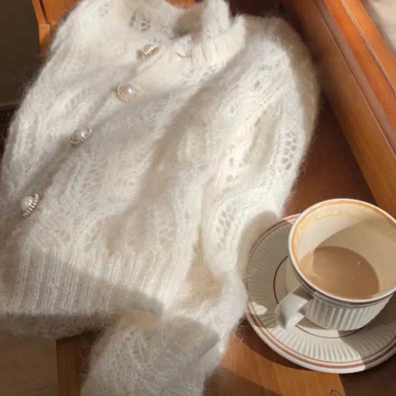 Autumn Vintage Elegant Female Cardigan Sweaters Winter Long Sleeve Women Fashion Hollow Out Elegant Knitted Tops M260306