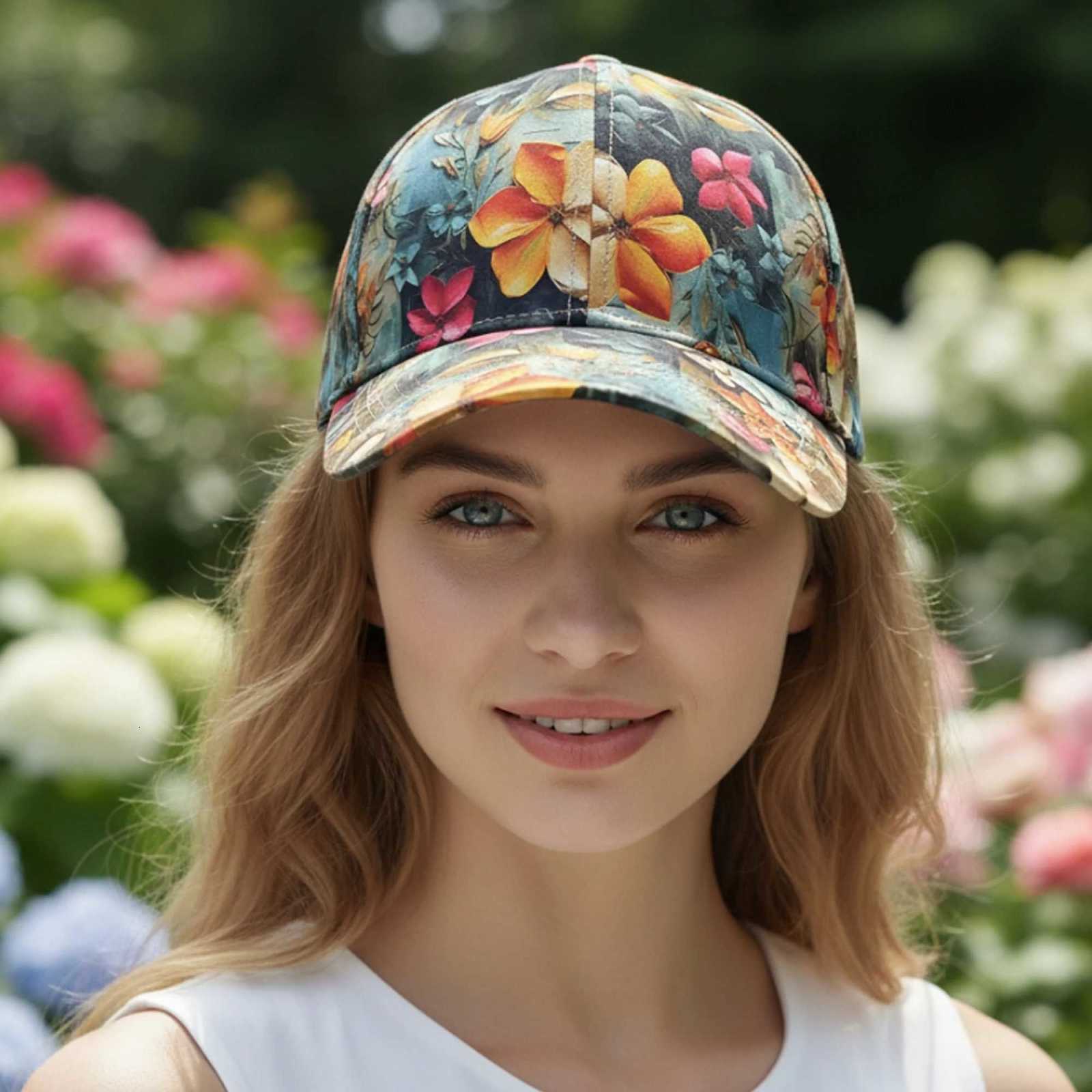 Stylish Floral Print Baseball Cap Adjustable Sun Hat for Women Men Colorful Flower Pattern Low Profile Fashion Headwear S260306