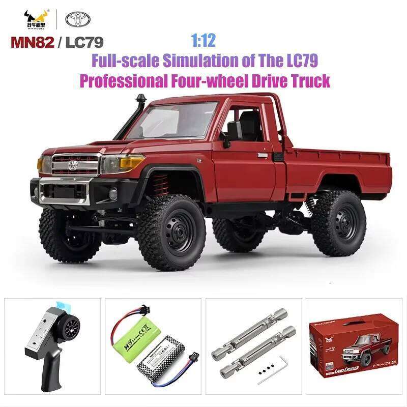 Rc Car MN82 1:12 Retro with LED Lights, Full Scale Analog LC79, Professional Four-wheel Drive Truck, Toy Truck Model RC C260305
