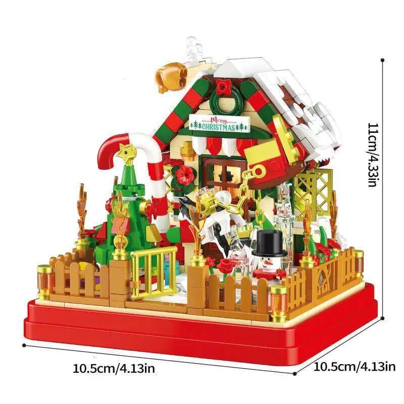 654PCS Christmas House Building Blocks Gift Box Set Creative City Streetview Assembly Model Bricks Kids DIY Toys Holiday Present Z260305