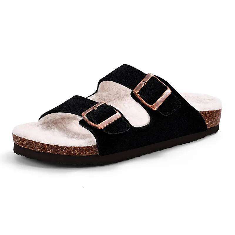 Litfun Plush Cork For Women Winter Fleece Lined Clogs Slippers Female Outdoor Fashion Fur Fuzzy Slides Warm House Shoes