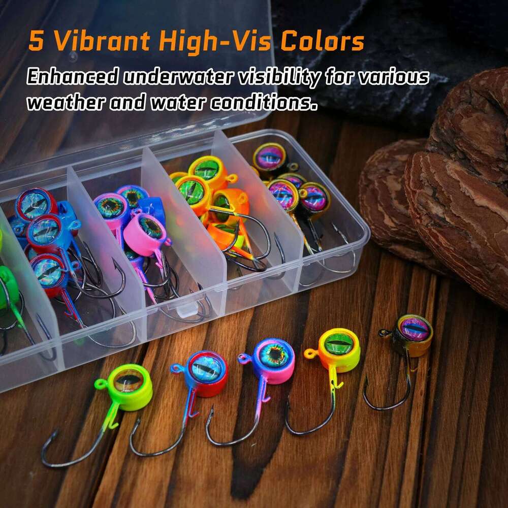 FishTrip Crappie Heads Hook 1PCS Swimbait Jig Head 3D Eyes Fishing Hooks with Wire Keeper Lures for Panfish Bass Saltwater S260305