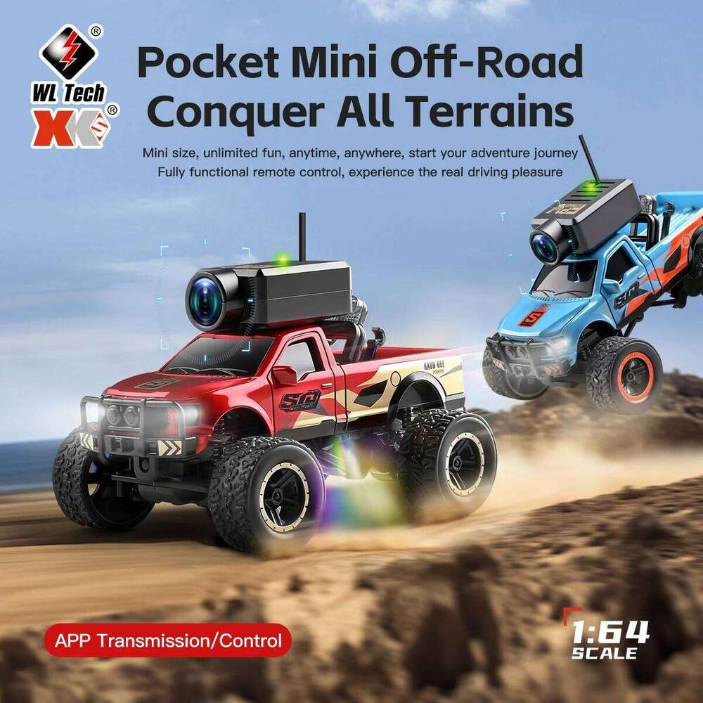 WLtoys 6407 6407-C 1/64 RC Camera Car 4x4 Off-road Big-wheel Climbing Crawler 2.4G Remote Control with Display Screen Vehicle C260305