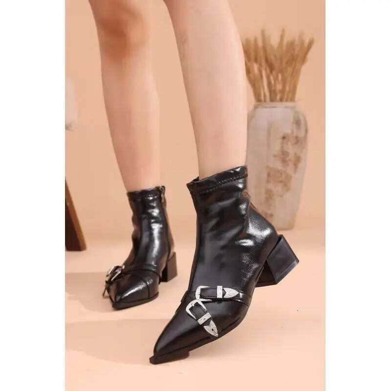 High Heels Ankle Women's Pointed Toe Sexy Shoes for 2026 New Side Zip Classic Daily Women Boots Botas