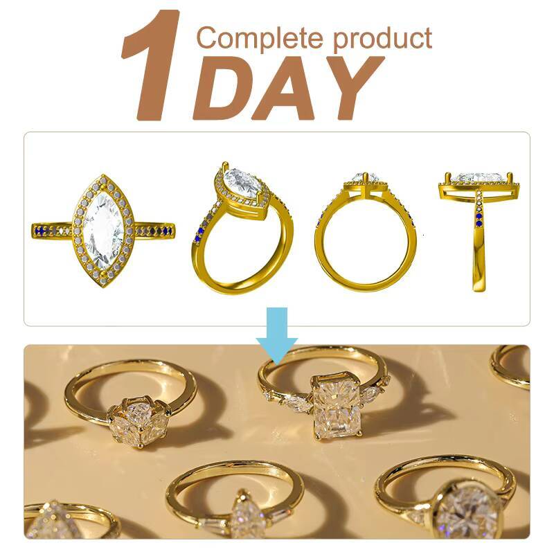 10k 14k 18k Solid Real Gold Vvs Moissanite Diamond Toi Et Moi Engagement Ring Pear Emerald Moissanite Two Stone