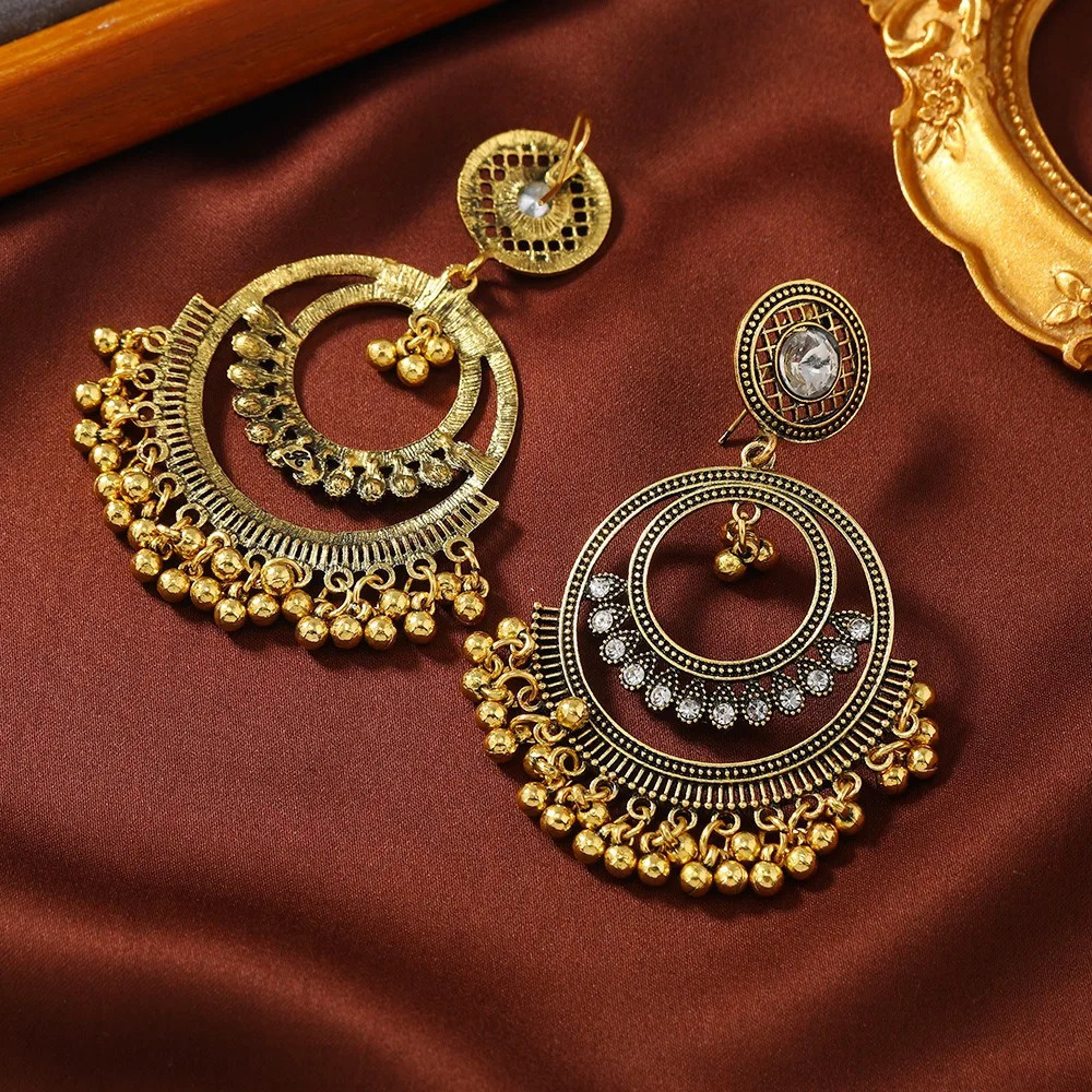 Vintage Round Bell jewellery Earrings for women Personalized Nostalgic womens Earrings cute Ladies Accessories Jewelry 260303